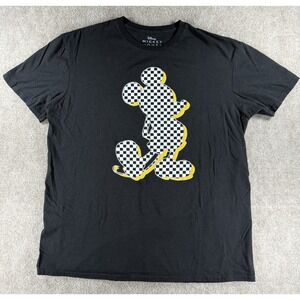 Disney‎ Mickey Mouse Checkerboard Graphic T-Shirt Men's L 100% Cotton